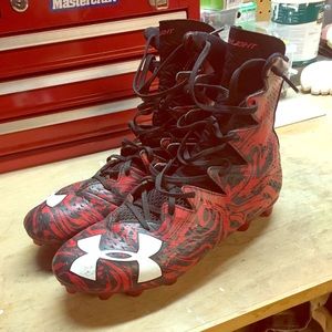 Red and black nike football cleats size 10.5